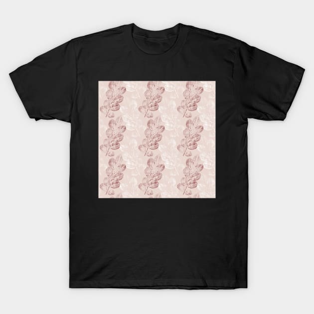 Blush leaves imprints, fallen leaves allover print T-Shirt by likapix